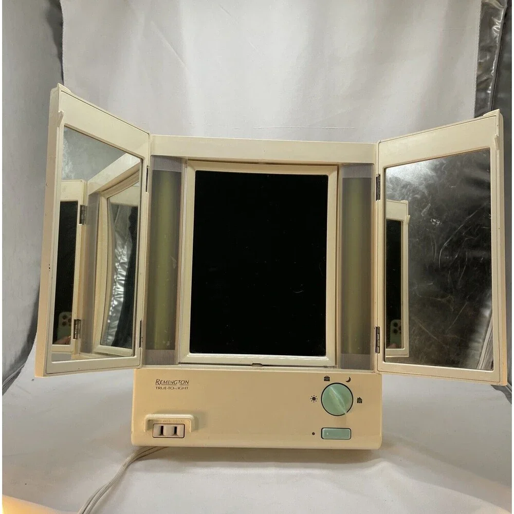 Remington True To Light 4 Way Lighted 2 Sided Magnified Makeup Mirror W/ Outlet